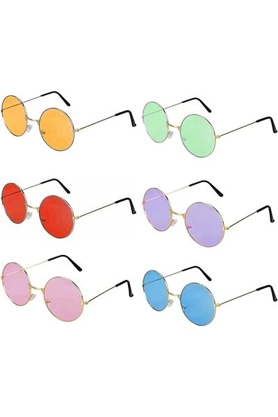 PRATİKOBA Colorful Lennon Retro Image Glasses 6 Colors 6 Pieces