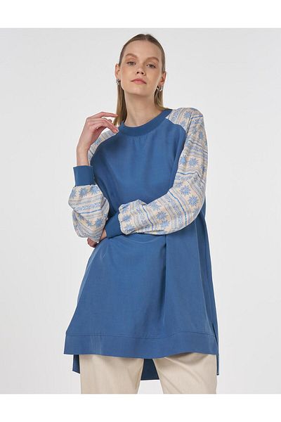 Kayra Modal Tunic Indigo with Fabric Garnish