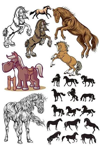 Reysa Tasarım مجموعة ملصقات الحصان - 2 13 قطعة للهاتف والكمبيوتر اللوحي والكم...