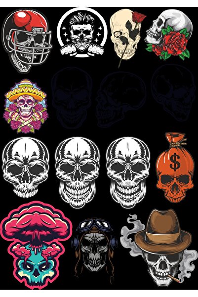 Reysa Tasarım مجموعة ملصقات هيكل عظمي - 6 15 قطعة للهاتف والكمبيوتر اللوحي وا...