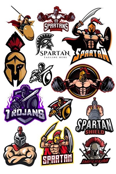 Reysa Tasarım مجموعة ملصقات Spartan Warrior-1 مكونة من 13 قطعة للهاتف والكمبي...