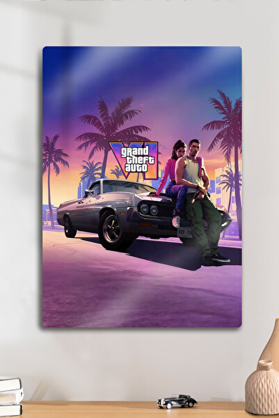 DekorHane Metal Baskı - GTA 6, Grand Theft Auto VI, Rockstar Games, Parlak Du...