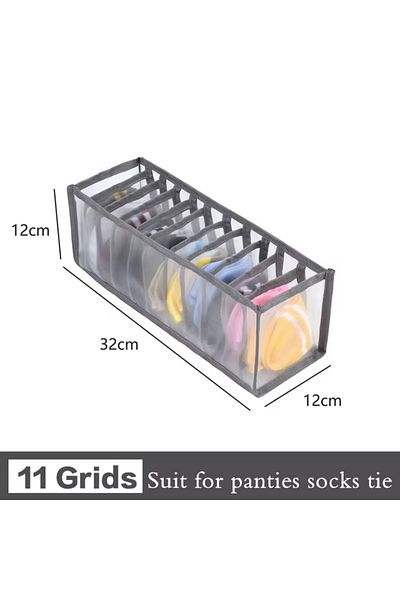 Choice M Gray 1pc Closet Organizer For Socks Separated Underwear Storage Box Jeans Bra Foldable