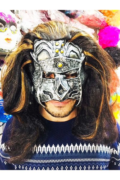 PRATİKOBA Latex Warrior Mask Terminator Mask with Hair