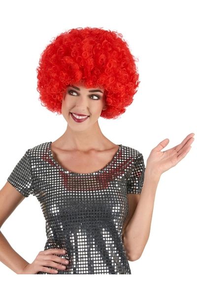 PRATİKOBA Red Color Curly Afro Bonus Wig