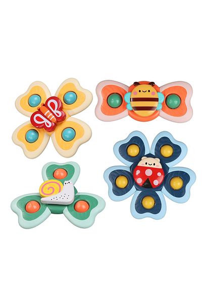 Yelajoy 4-Piece Baby Rotating Toy Set, With Suction Cups for Interaction, Suitable for Children Aged 3+