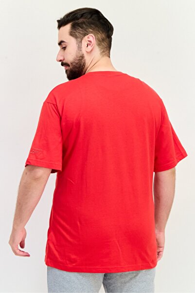 Reebok Men Sportswear Fit Brand Logo Short Sleeves Outdoor T-Shirt, Red