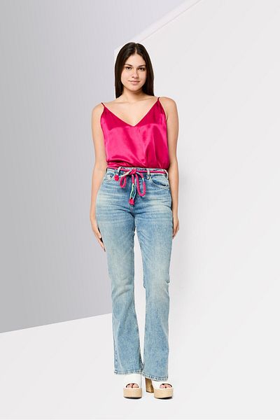 Scotch & Soda Women Regular Fit Washed Stretchable Boot Cut Jeans , Blue