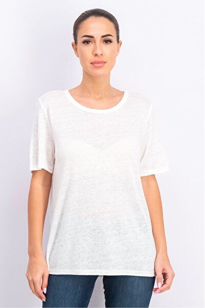 Esprit Women Round Neck Short Sleeve Plain Top, Ivory