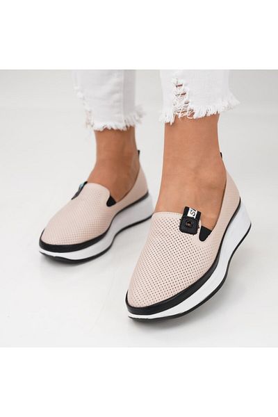 RealBella Pantofi Piele Naturala, Varf Rotund