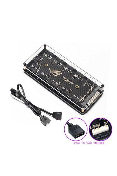 Choice موزع RGB 5 فولت 3 سنون للكمبيوتر، موزع RGB 5 فولت 3 سنون / 12 فولت 4 سنون لمروحة خزانة الألعاب وبطارية LED