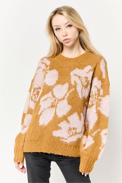 Scotch & Soda Women Crew Neck Long Sleeves Crochet Sweater, Multicolor