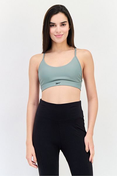Reebok Women Sportswear Fit Brand Logo Training Bra, Dark Sage