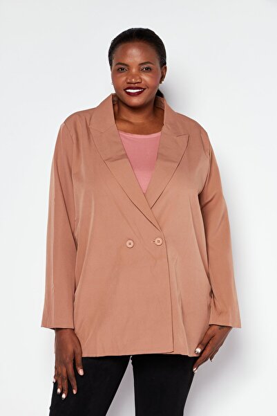 Heartbreak Women Plus Size Solid Casual Blazer, Tan