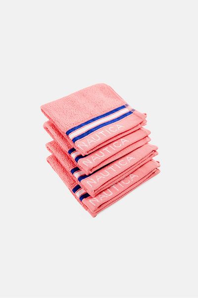 Nautica 4 Piece Striped Face Towel, Pink