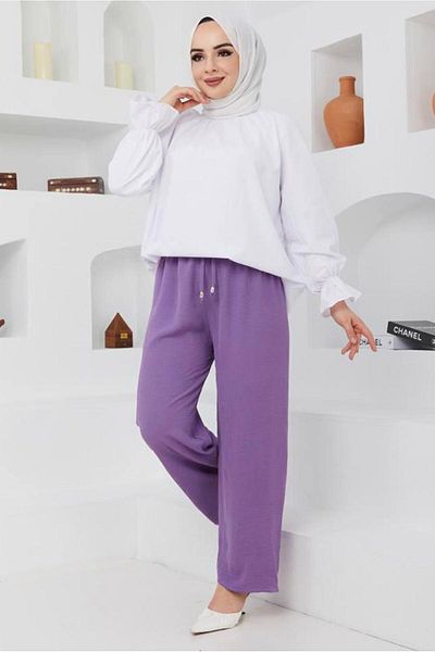 TRENDTESETTÜR Women's Purple Waist Elastic Pants 51552