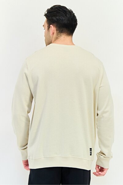 PAUL FRANK Men Crew Neck Long Sleeve Grpahic Print Sweatshirt, Beige