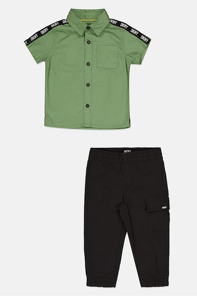 Dkny Toddlers Boy 2 Piece Shirt And Cargo Pant, Multicolor