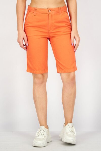 Esprit Women Side Pocket Solid Shorts, Orange