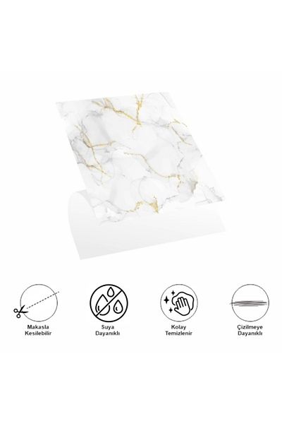 PRATİKOBA Decohandy Pvc Floor Tiles 30X30Cm 4 Pack - White with Marble Pattern 0.36m2