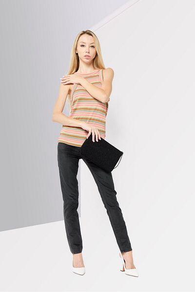 Scotch & Soda Women Round Neck Sleeveless Stripe Tank Top, Multicolor