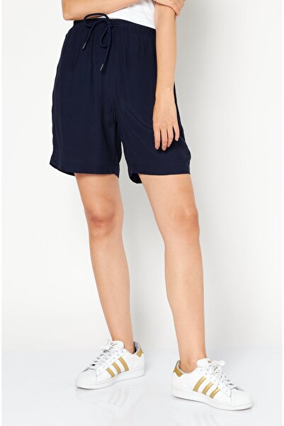 Lacoste Women Solid Drawstring Bermuda Shorts, Dark Navy