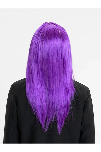 PRATİKOBA Purple Color Straight Cut Long Party Wig False Hair