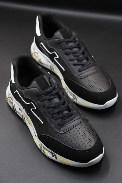 RODEO Men's Black Daily Comfortable Flexible Orthopedic Guaranteed Sneaker Shoes