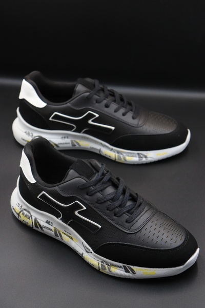 RODEO Men's Black Daily Comfortable Flexible Orthopedic Guaranteed Sneaker Shoes