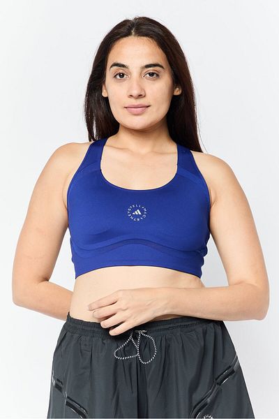 adidas By Stella Mccartney Women Brand Logo Padded Medium Support Sports Bra, Dark Blue