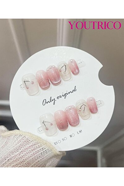 Youtrico أظافر صناعية صغيرة من اللوز الحلو على شكل عين القطة، مقاس 473#L