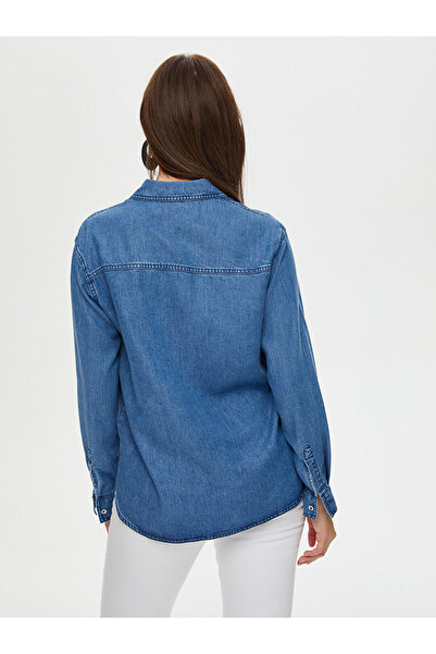 Faik Sönmez Kadın Tenselli Basıc Jean Gömlek Faik Sönmez