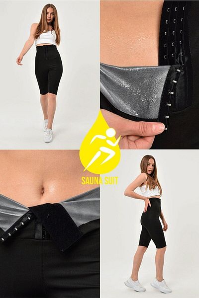 SAUNA SUIT Sauna-Shorts Model Two Sizes Slim with Maximum Sweating High Waist Agraft Sauna Thermal Shorts