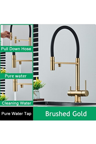 Blackswan Design Baterie chiuveta bucatarie, Blackswan, Tip M289, iesire pentru apa purificata si 2 moduri, 52 cm