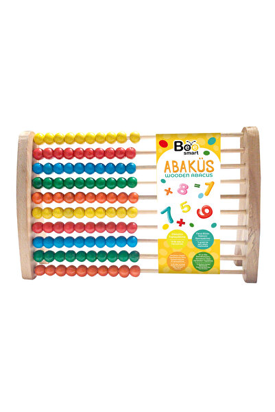 Bee Smart Ahşap Abaküs Doğal Ahşap Montessori Renkli Sayı Boncuk Eğitici Geliştiri