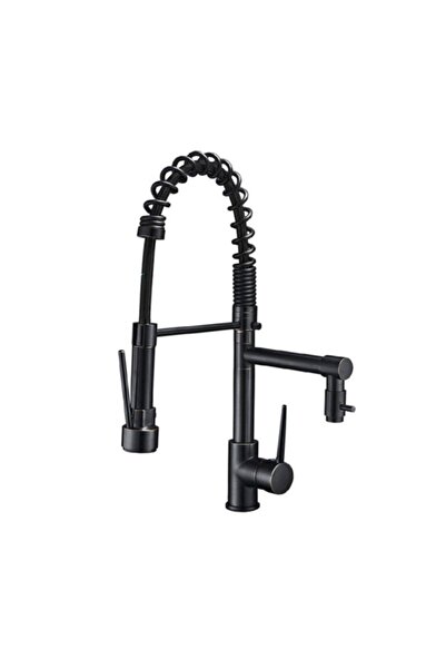 Blackswan Design Baterie chiuveta bucatarie, Blackswan, Tip M124 cu 2 moduri, negru antichizat cu furtun negru, 49 cm