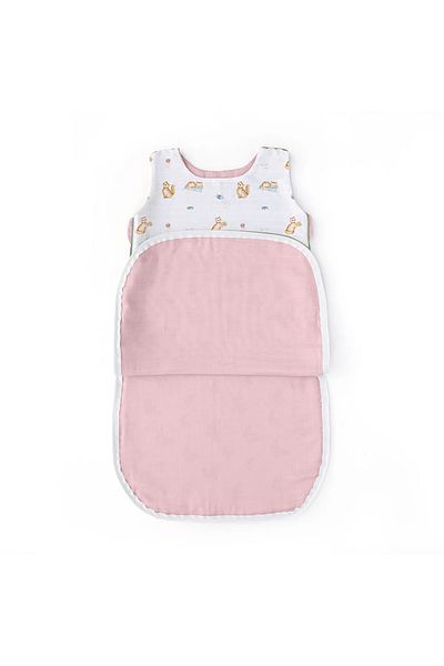 DEUX LAPINS 0-6 Months Baby Muslin Sleeping Bag - 100% Cotton, Cat Pattern, 0.5 Tog