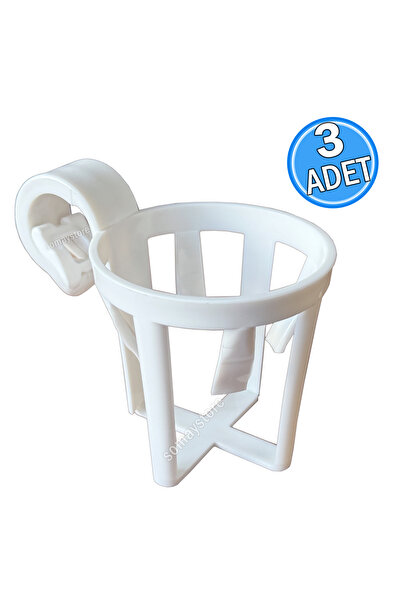 SomayStore Tekne Asma Bardaklık Ø25-30mm Vardevela İçin Plastik Beyaz 3 Adet