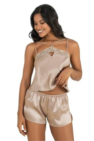 PRIMODA Stone Satin Shorts Set