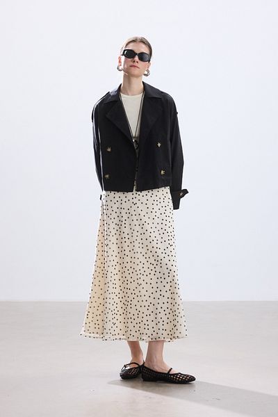 BE BLUE Black Short Double Breasted Minimal Trench Coat
