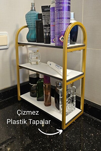 Forada Home & Style Dekoratif Tezgah Üstü Metal Ayaklı Raf