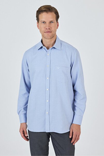 İmza Σκούρο μπλε πουκάμισο με σκληρό γιακά με αυτοσχεδιασμό κλασικό βαμβακερό πουκάμισο Comfort Fit 1004250219
