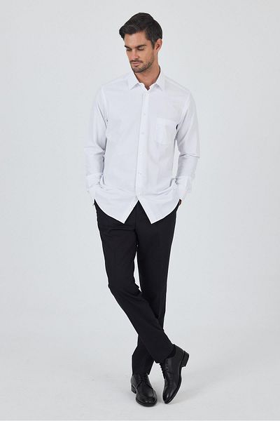 İmza Λευκό Σκληρό Γιακά Απλό Classic Comfort Fit Πουκάμισο 1004250901