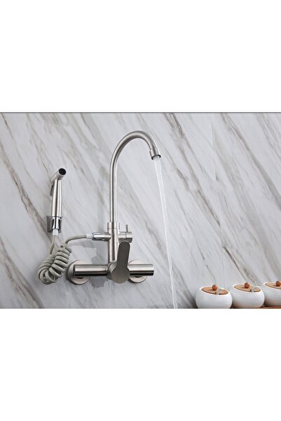 Blackswan Design Baterie chiuveta bucatarie, Blackswan, Tip M223, cu dus, model nichel, dimensiune 35.5 cm