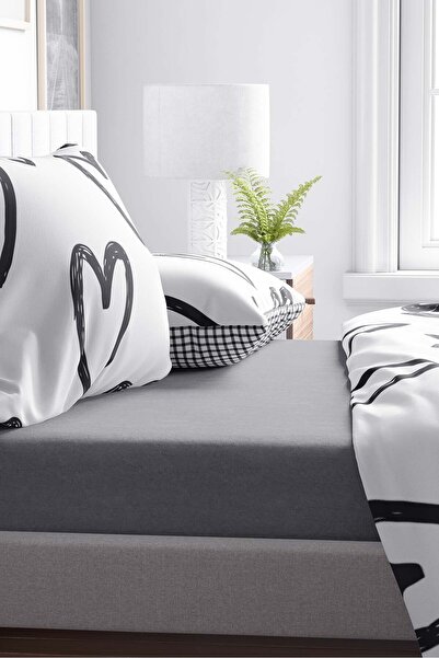 Rivaİstanbul Gray Cotton Double Elastic Sheet 160X200