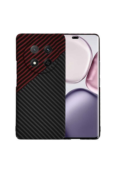SKYDDAR INNOVATION Case for Honor X9c / Magic7 Lite, carbon texture, Carbonite FiberShell, Dark red, sticker set