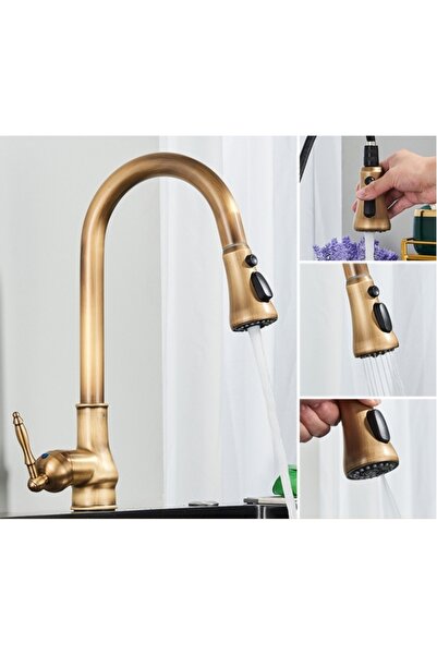 Blackswan Design Baterie chiuveta bucatarie, Blackswan, Tip M235 cu 3 moduri, model bronz antichizat, 40 cm