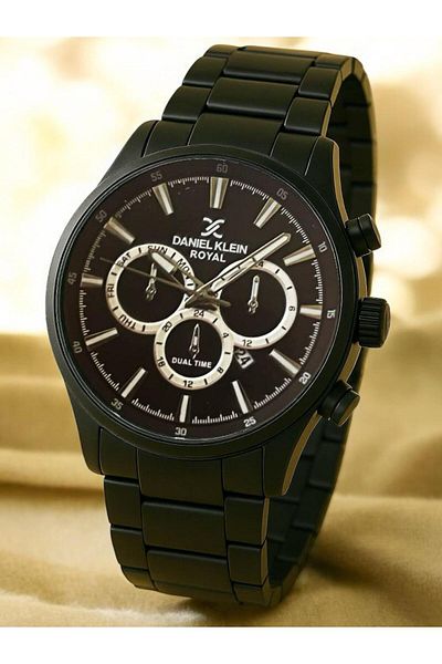 Daniel Klein Royal Black Original Men's Wristwatch & Bracelet Set – Stylish Gift Box