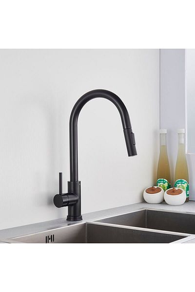 Blackswan Design Baterie chiuveta bucatarie, Blackswan, Tip M35, model negru, dimensiune 42 cm