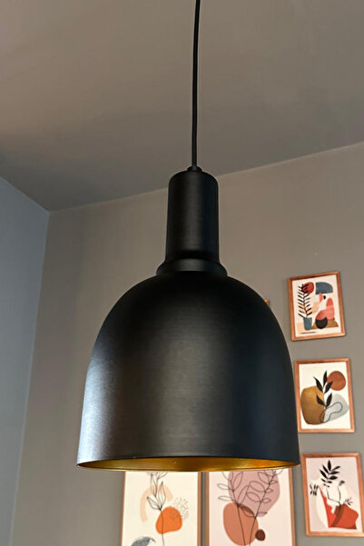 Bamyum Deep Siyah Fener Başlık Siyah Tekli Avize Sarkıt Salon Mutfak Butik Lamba Aydınlatma Avize